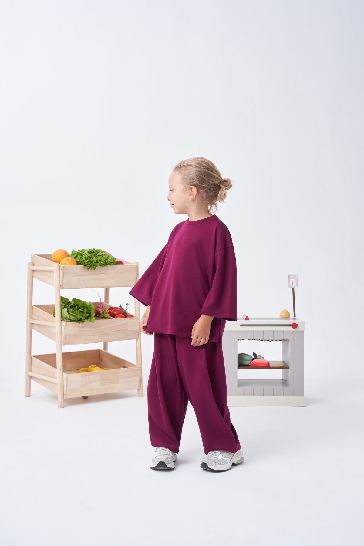 Unisex Çocuk Bol Kesimli Rahat Takım Bordo