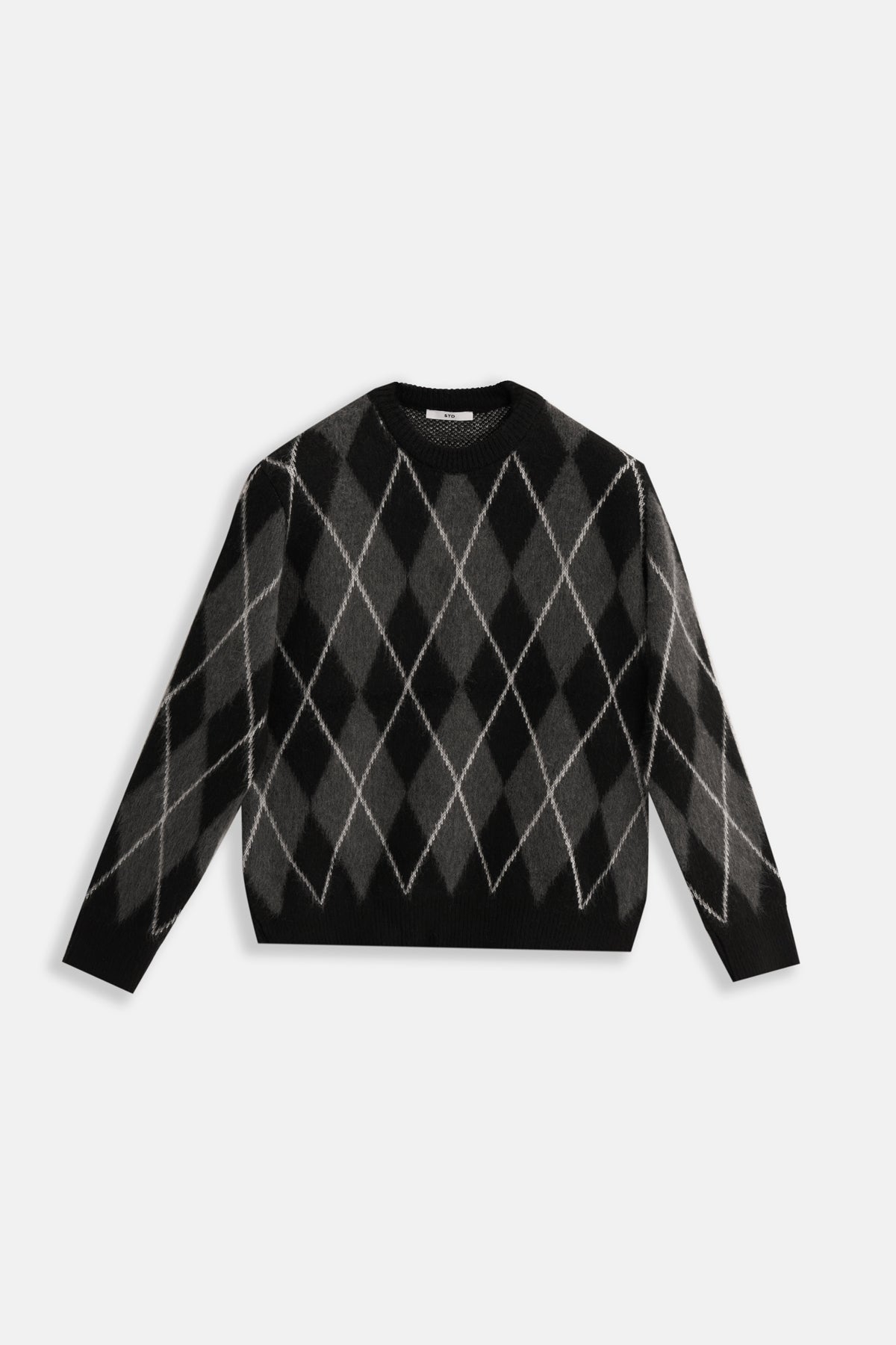 Kadın Baklava Desen Oversize Triko Kazak Siyah