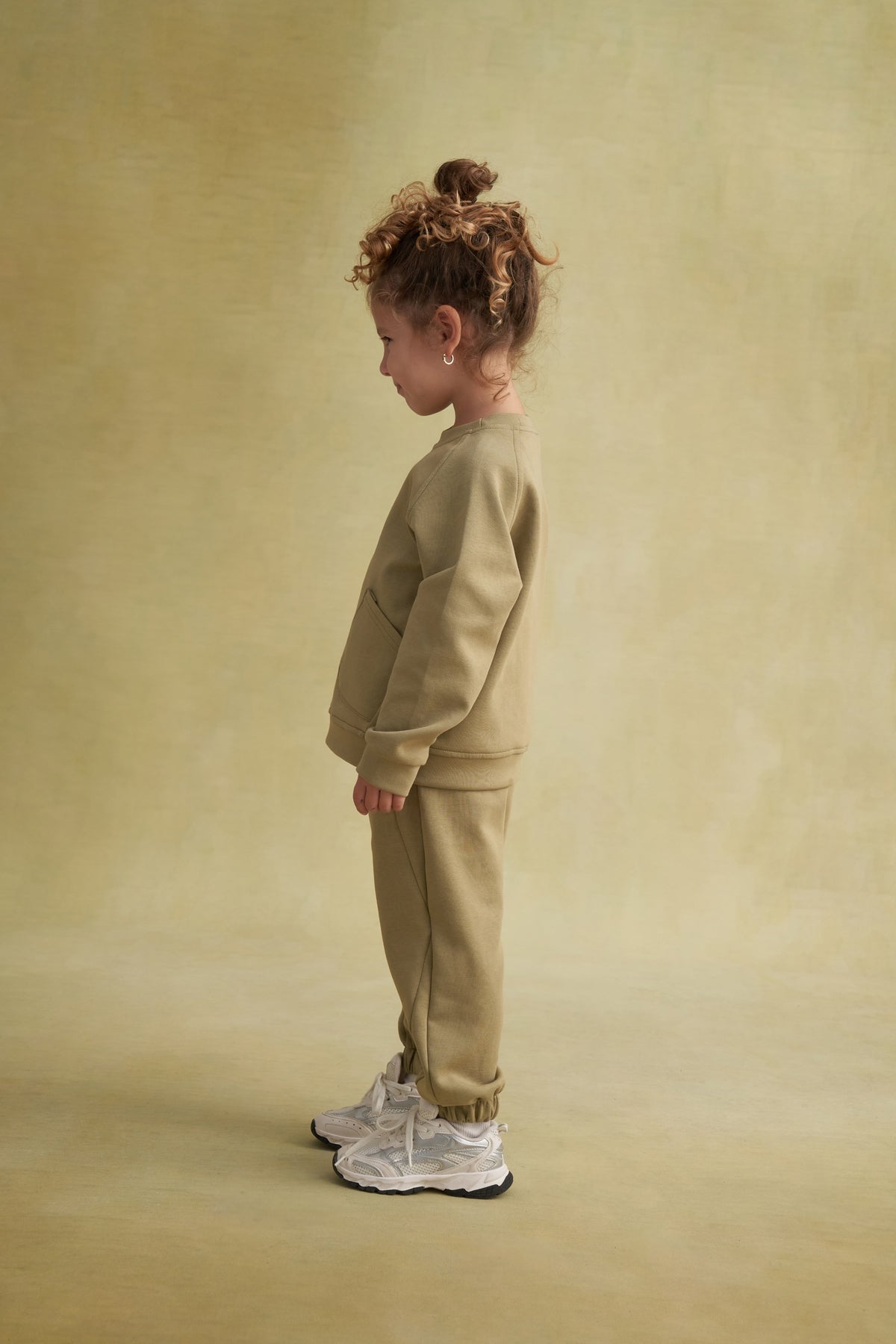 Unisex Çocuk İnterlok Dikiş Detaylı İkili Takım Yeşil