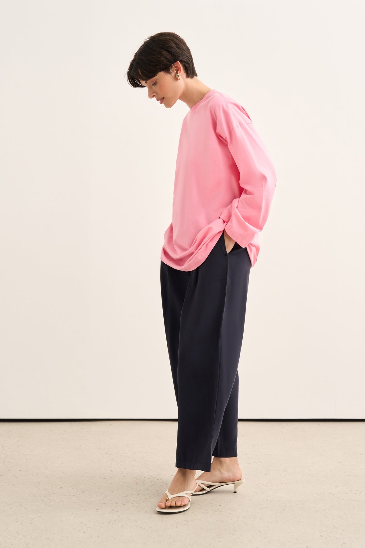 Kadın Basic Uzun Kollu Sweat Pembe