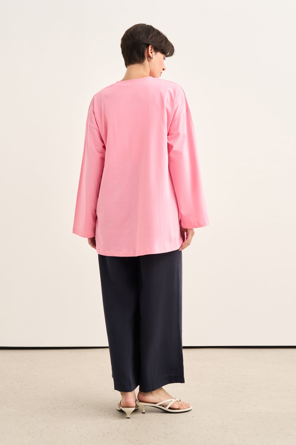 Kadın Basic Uzun Kollu Sweat Pembe