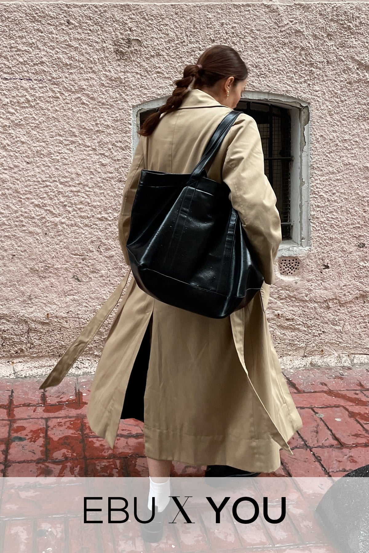 Kadın Oversize Düz Kapama Trençkot Camel