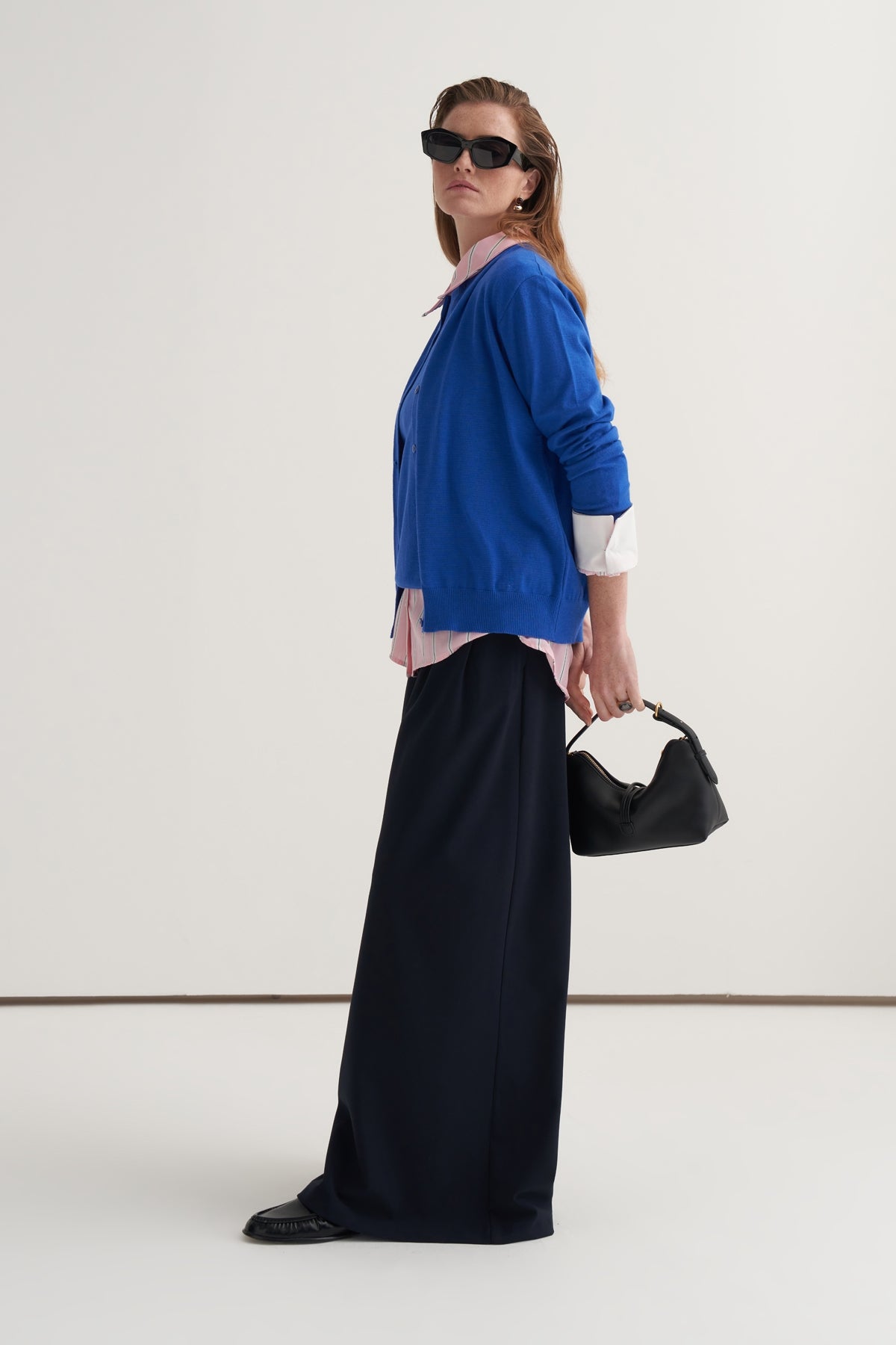 Kadın Viskon Triko Tişörtlü Hırka Takım Saks