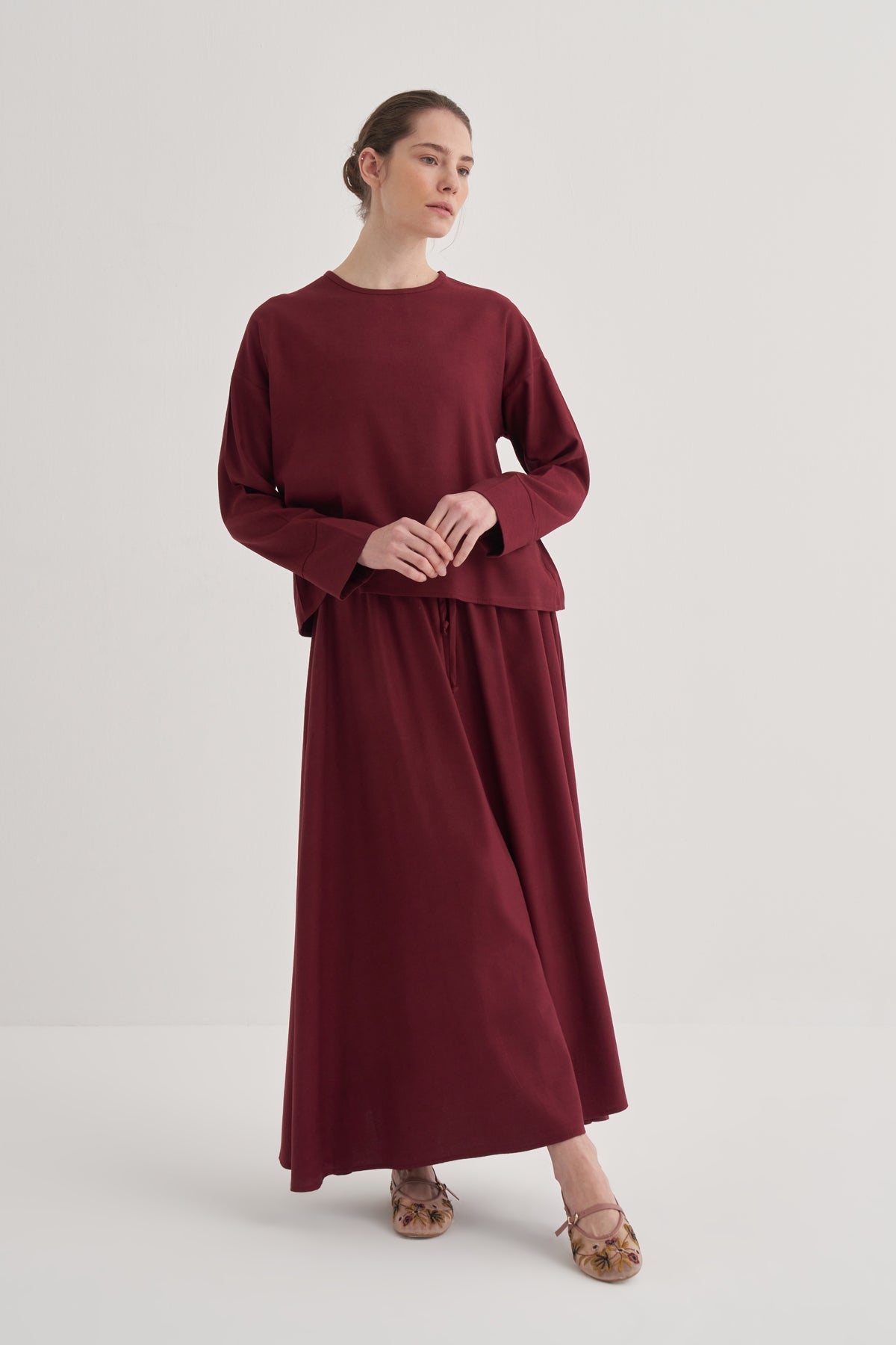 Kadın Etek Bluz Takım Bordo