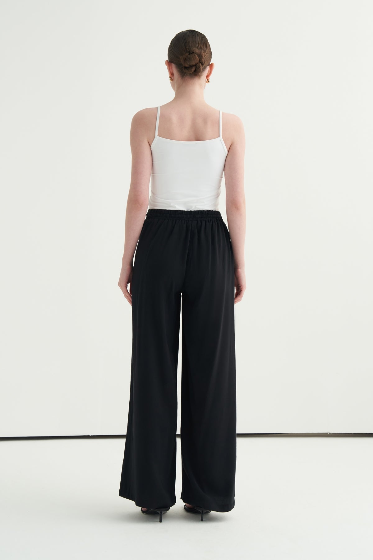 Kadın Modal Bağcıklı Palazzo Pantolon Siyah