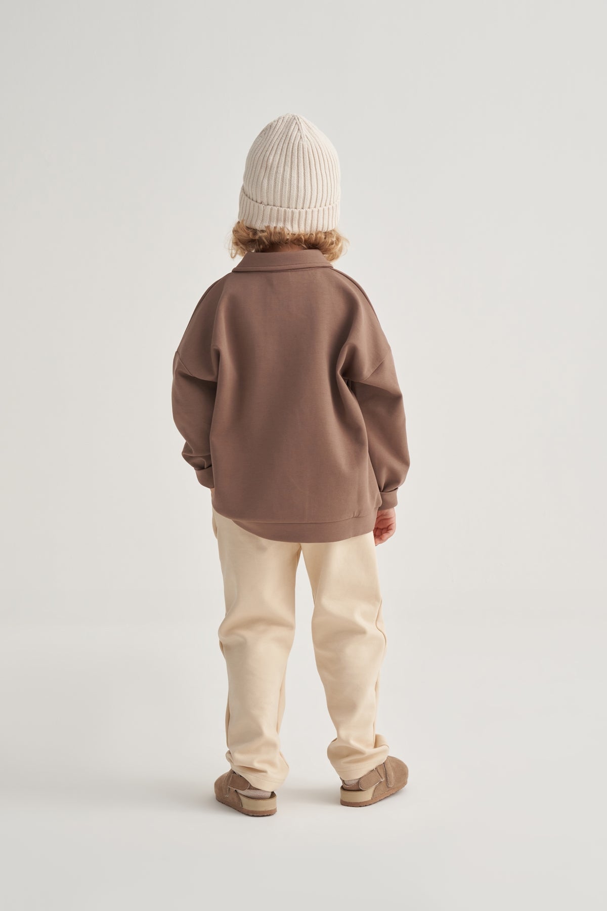 Unisex Çocuk İnterlok Yakalı Sweat Kahve