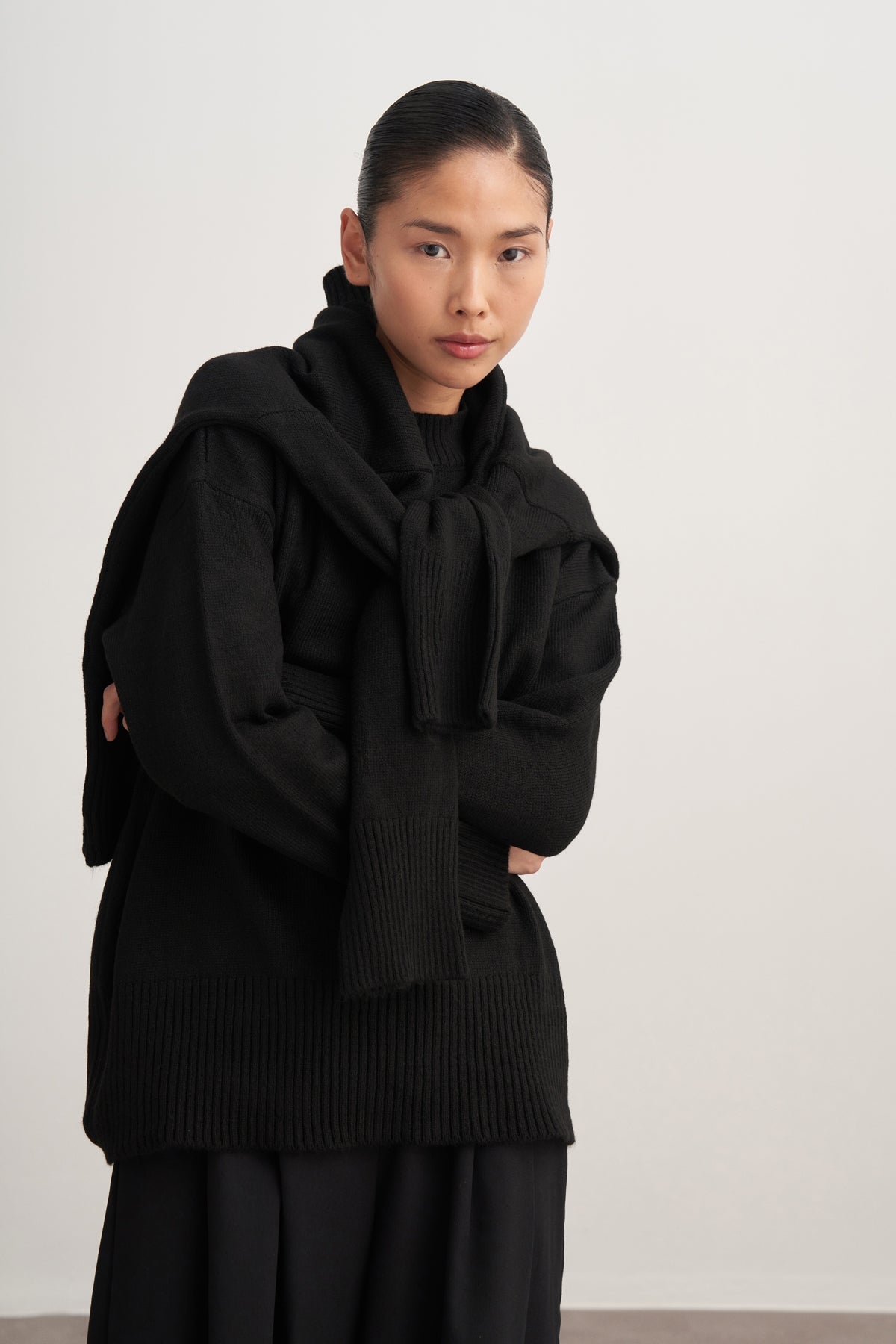 Kadın Basic Triko Kazak Siyah