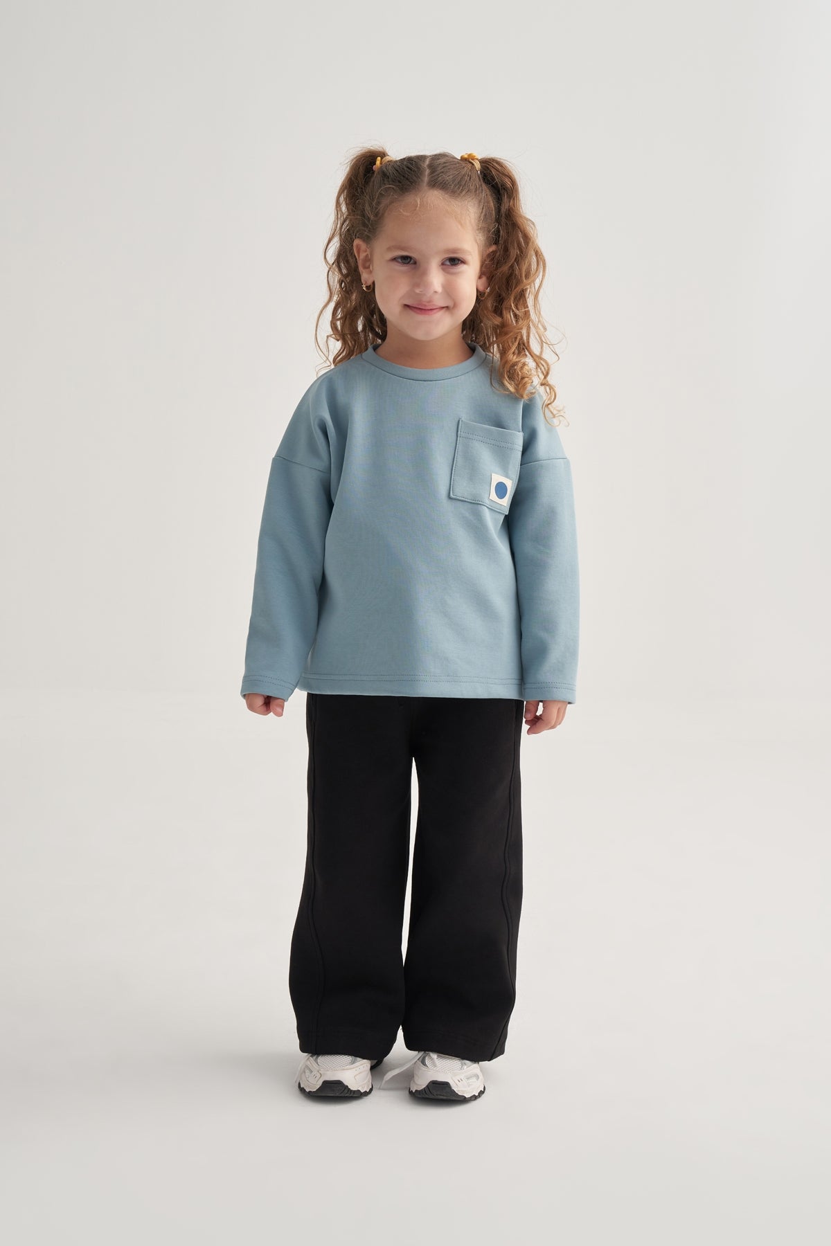 Unisex Çocuk İnterlok Cepli Sweat Mavi