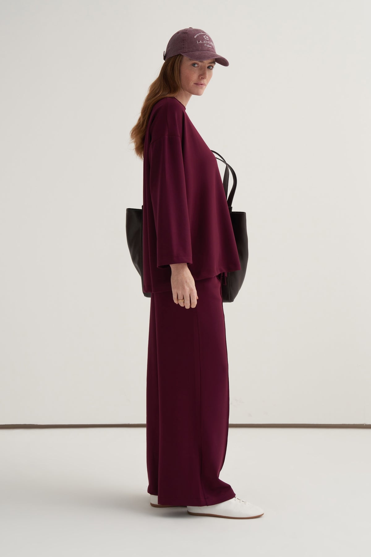 Kadın Basic Pantolonlu Sweat Takım Bordo