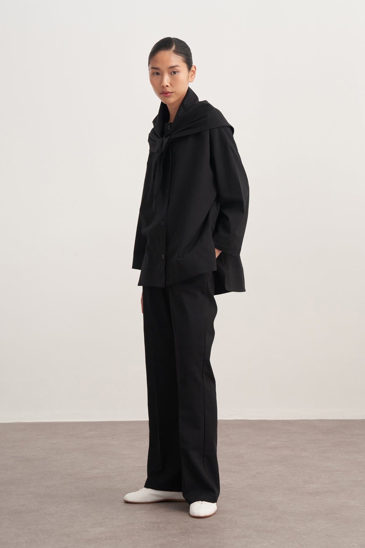 Kadın Gabardin Palazzo Pantolon Siyah