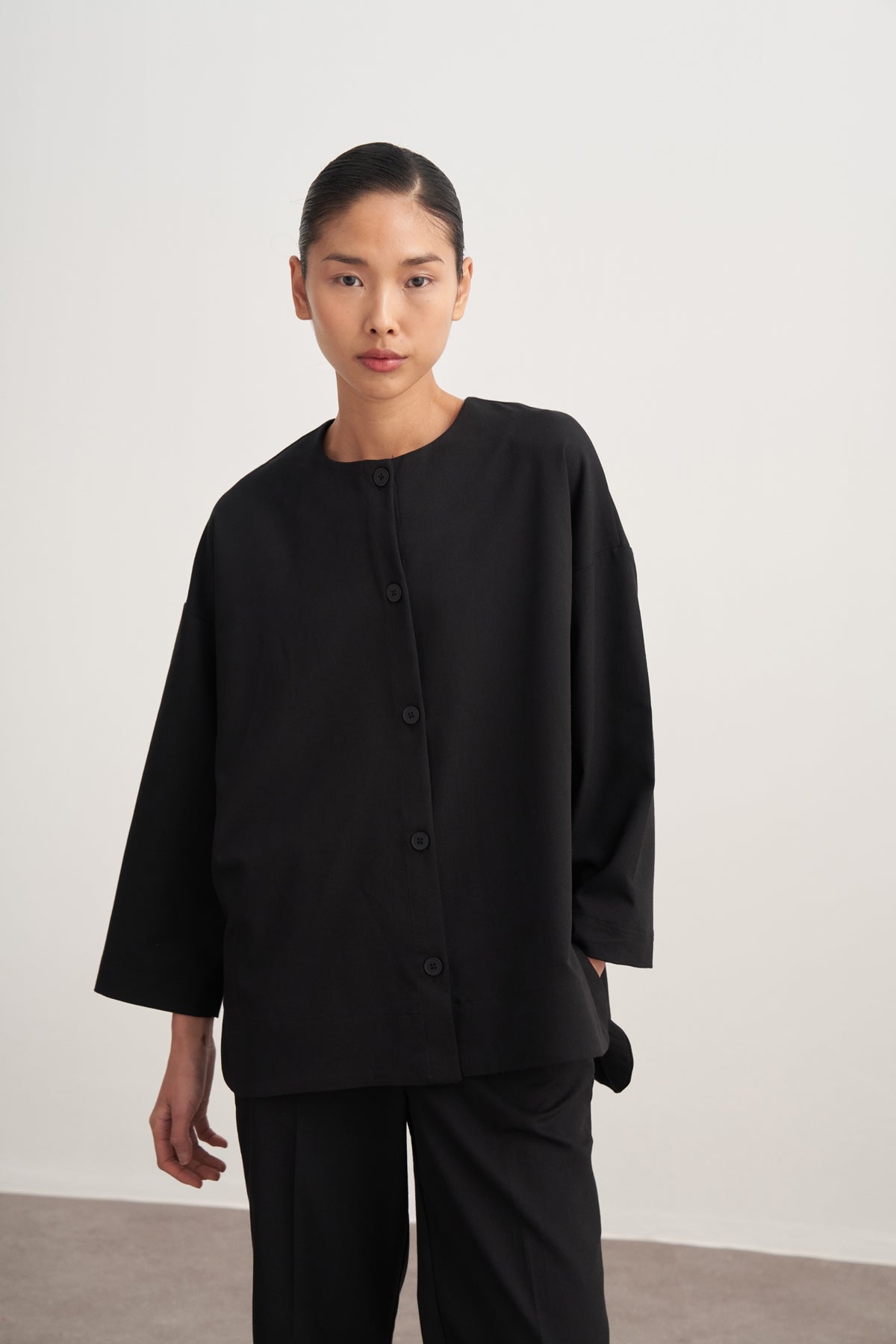 Kadın Gabardin Ceket Gömlek Siyah
