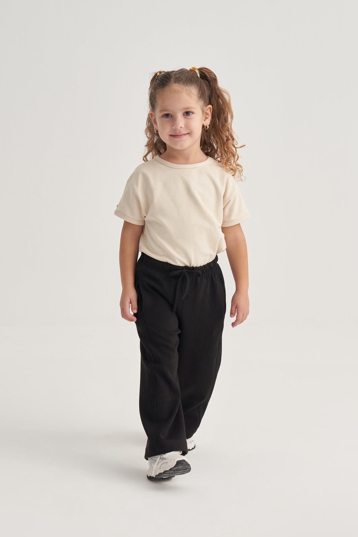 Kız Çocuk İnterlok Bol Paça Pantolon Siyah