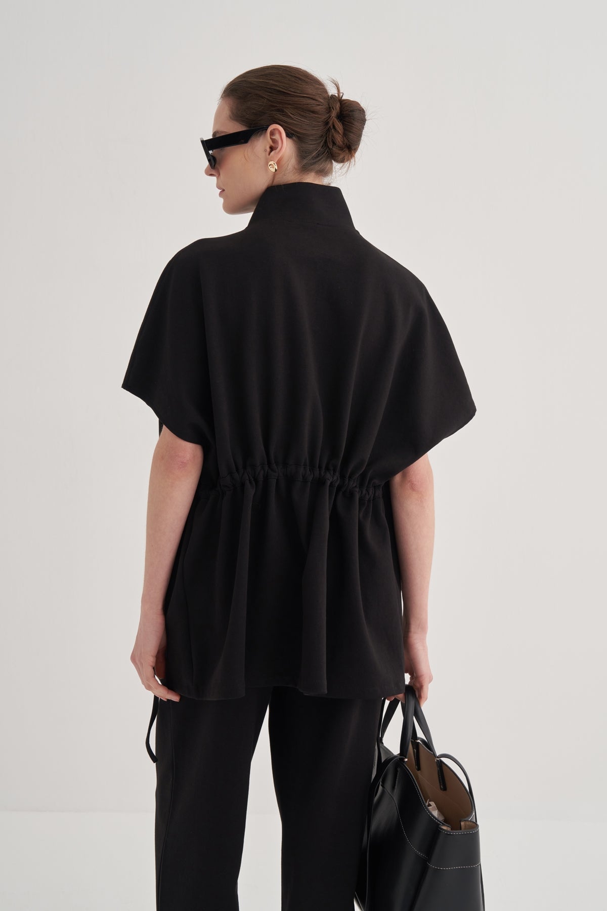 Kadın İnterlok Oversize Yelek Pantolon Takım Siyah