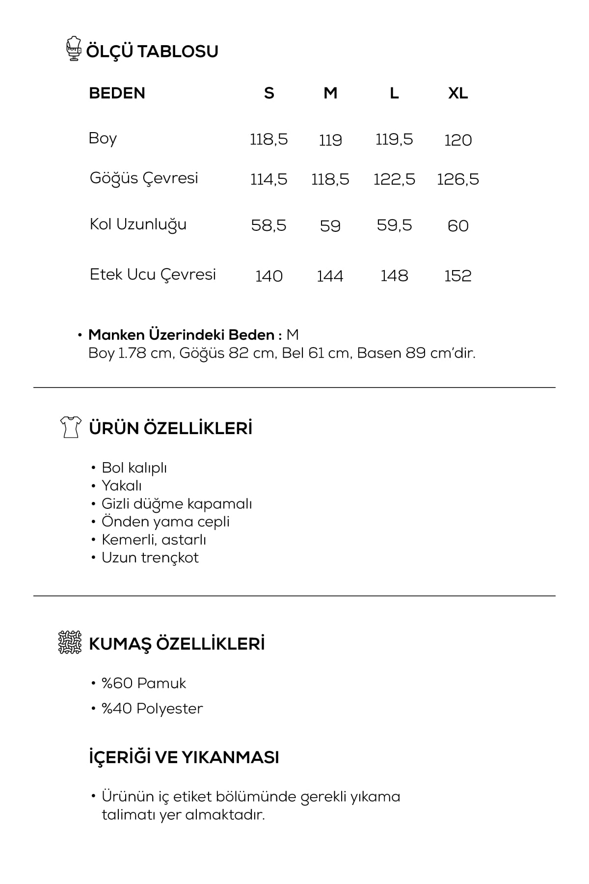 Kadın Oversize Düz Kapama Trençkot Bej