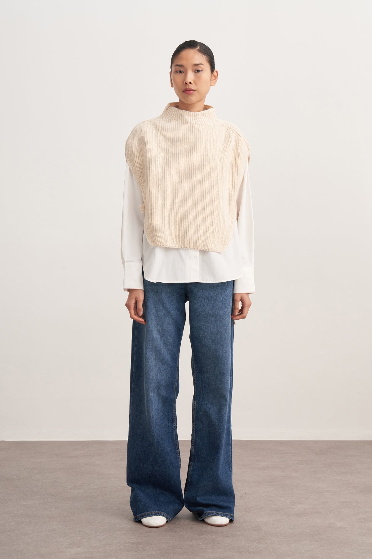 Kadın Bağlama Detaylı Triko Süveter Ekru