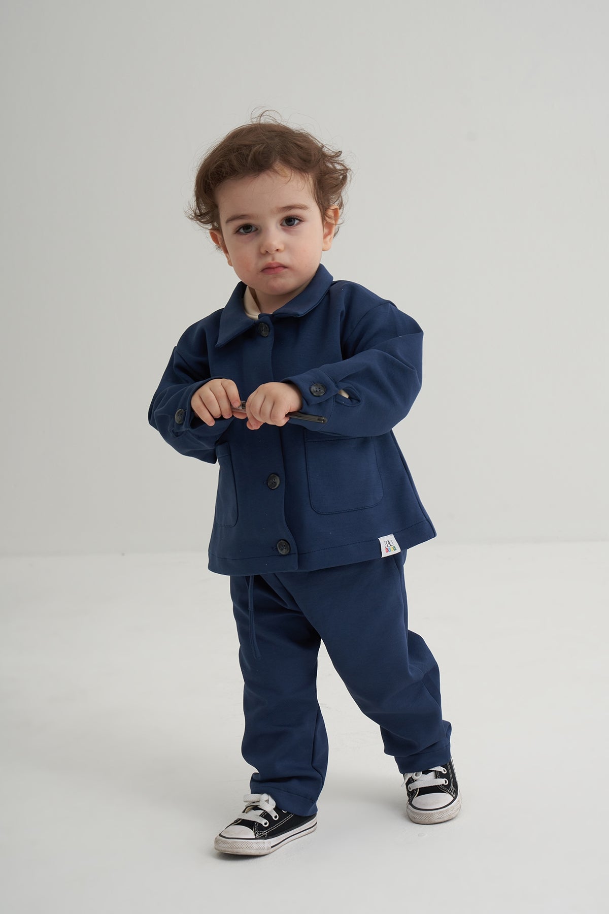 Unisex Çocuk İnterlok Ceket Lacivert