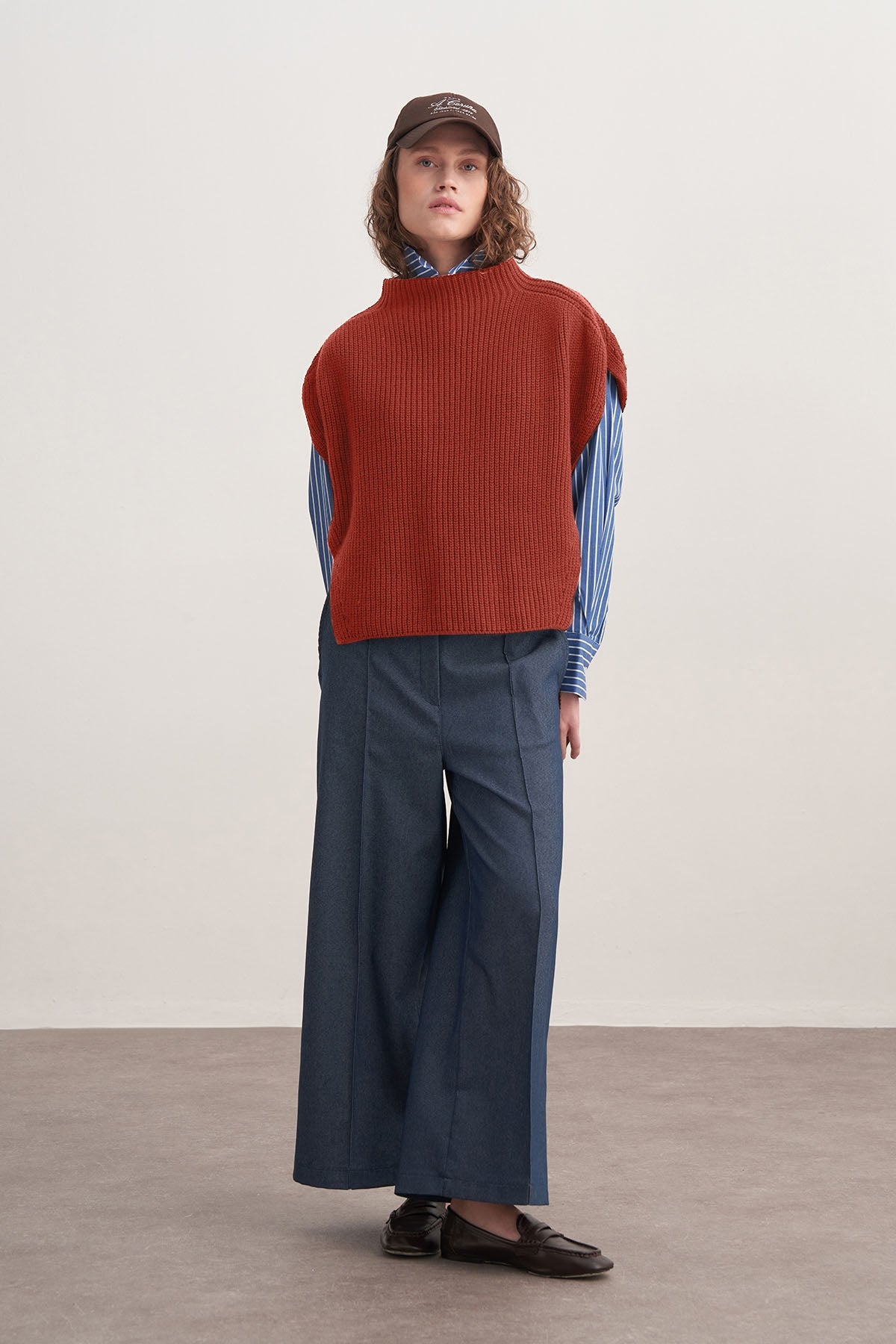 Kadın Bağlama Detaylı Triko Süveter Kiremit