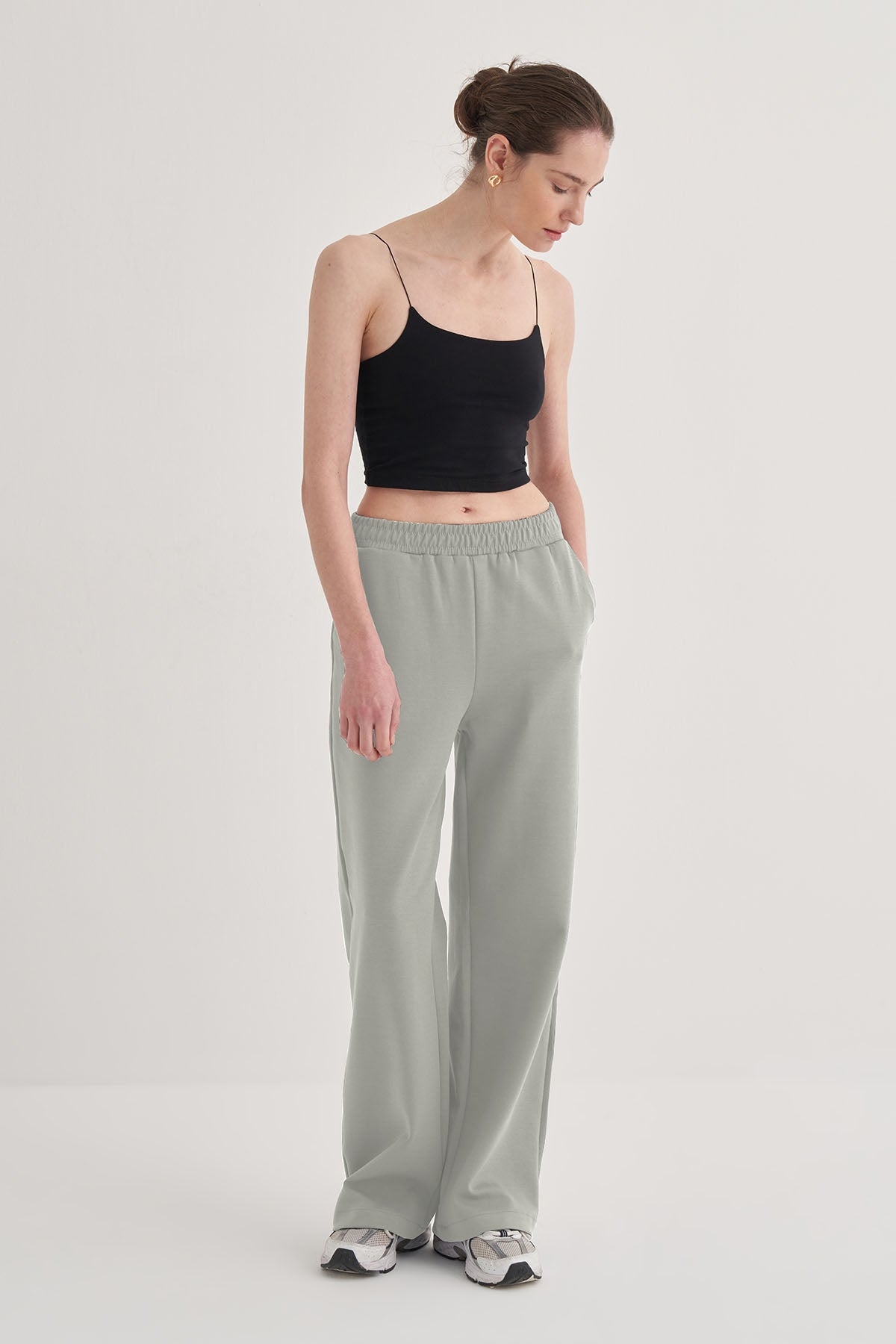 Kadın İnterlok Oversize Yelek Pantolon Takım Pastel Gri