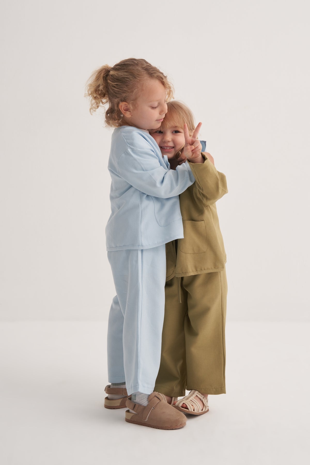 Unisex Çocuk Dökümlü Pamuklu Beli Lastikli Pantolon Yeşil