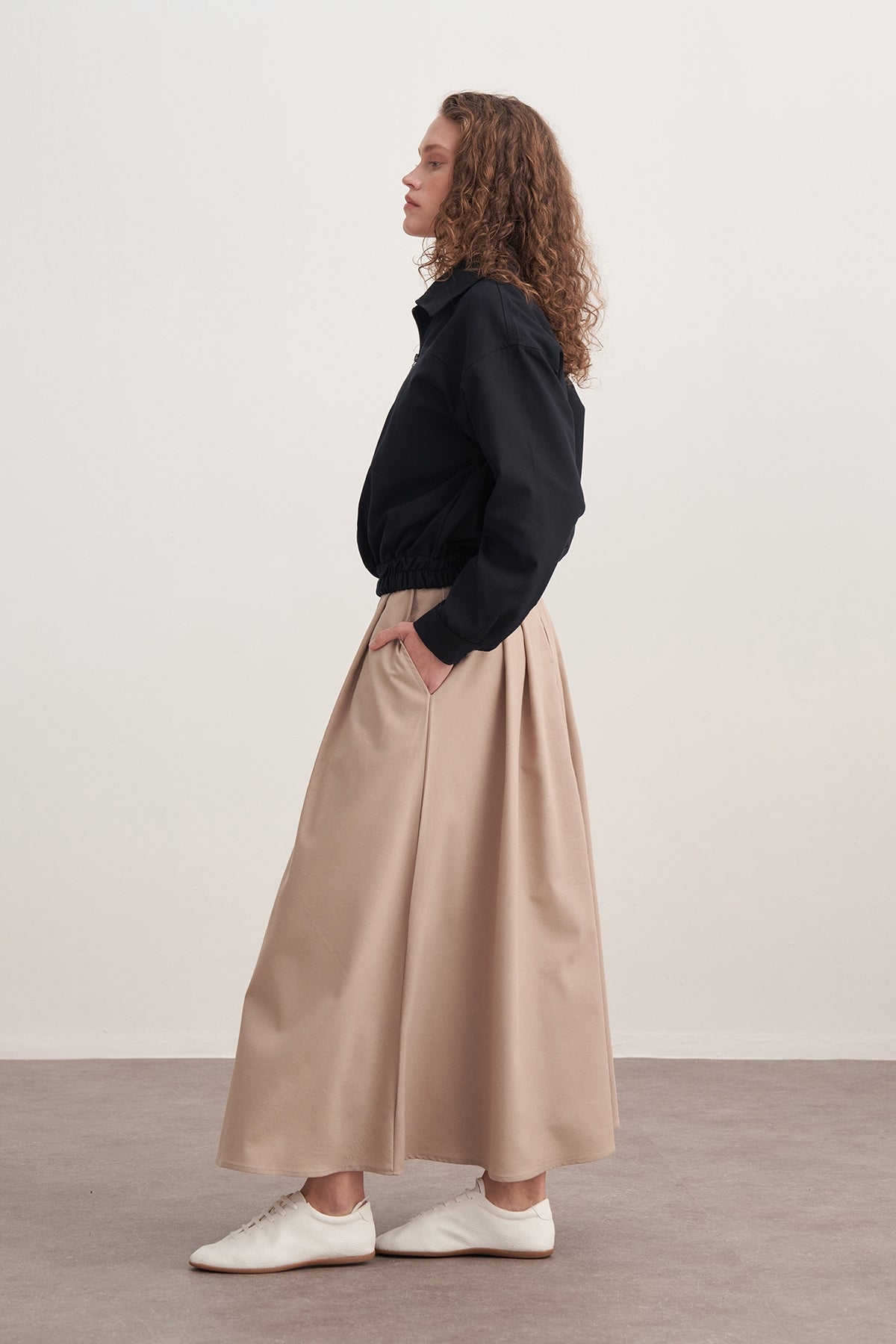 Kadın Gabardin Bomber Ceket Siyah