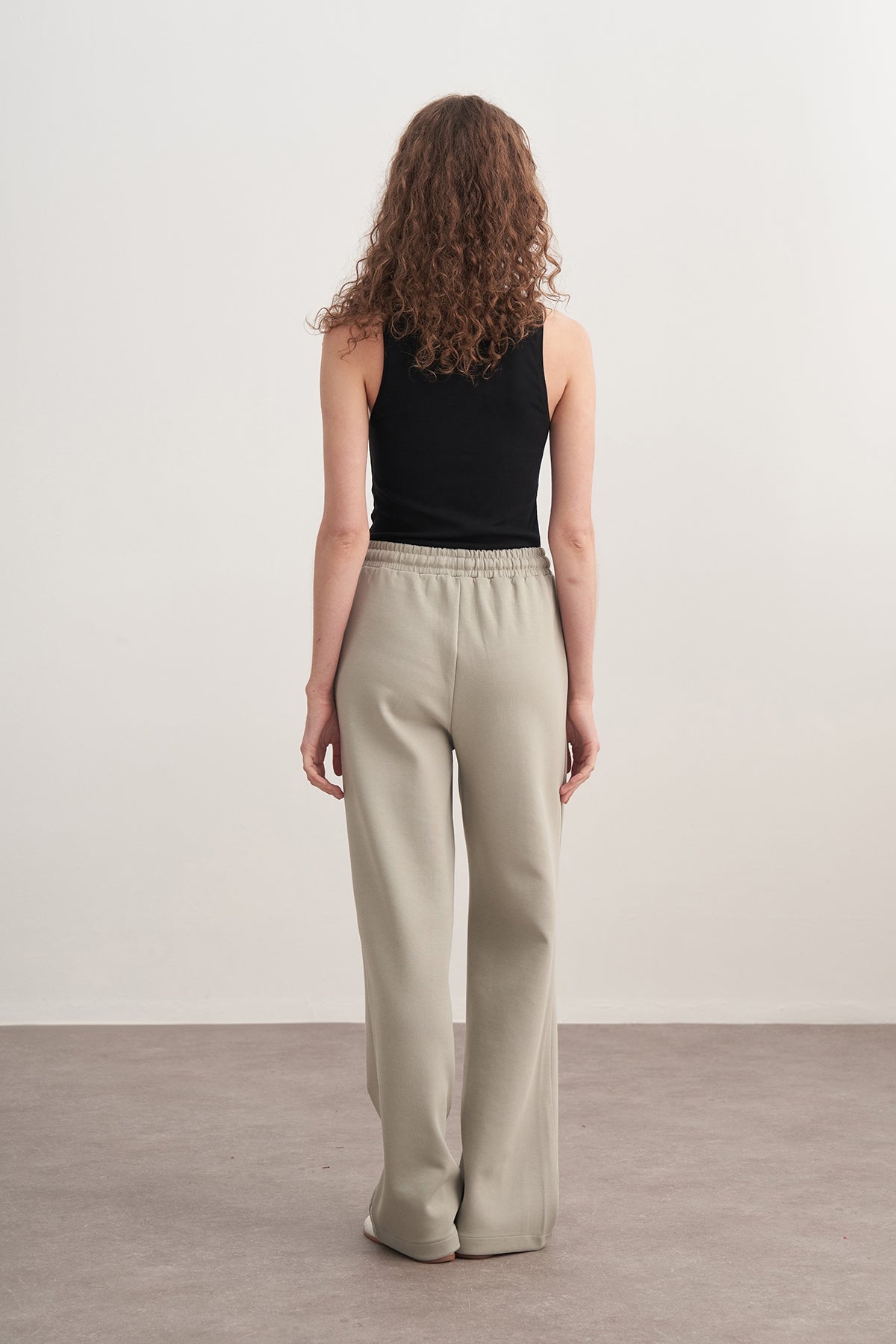 Kadın İnterlok Palazzo Pantolon Pastel Gri