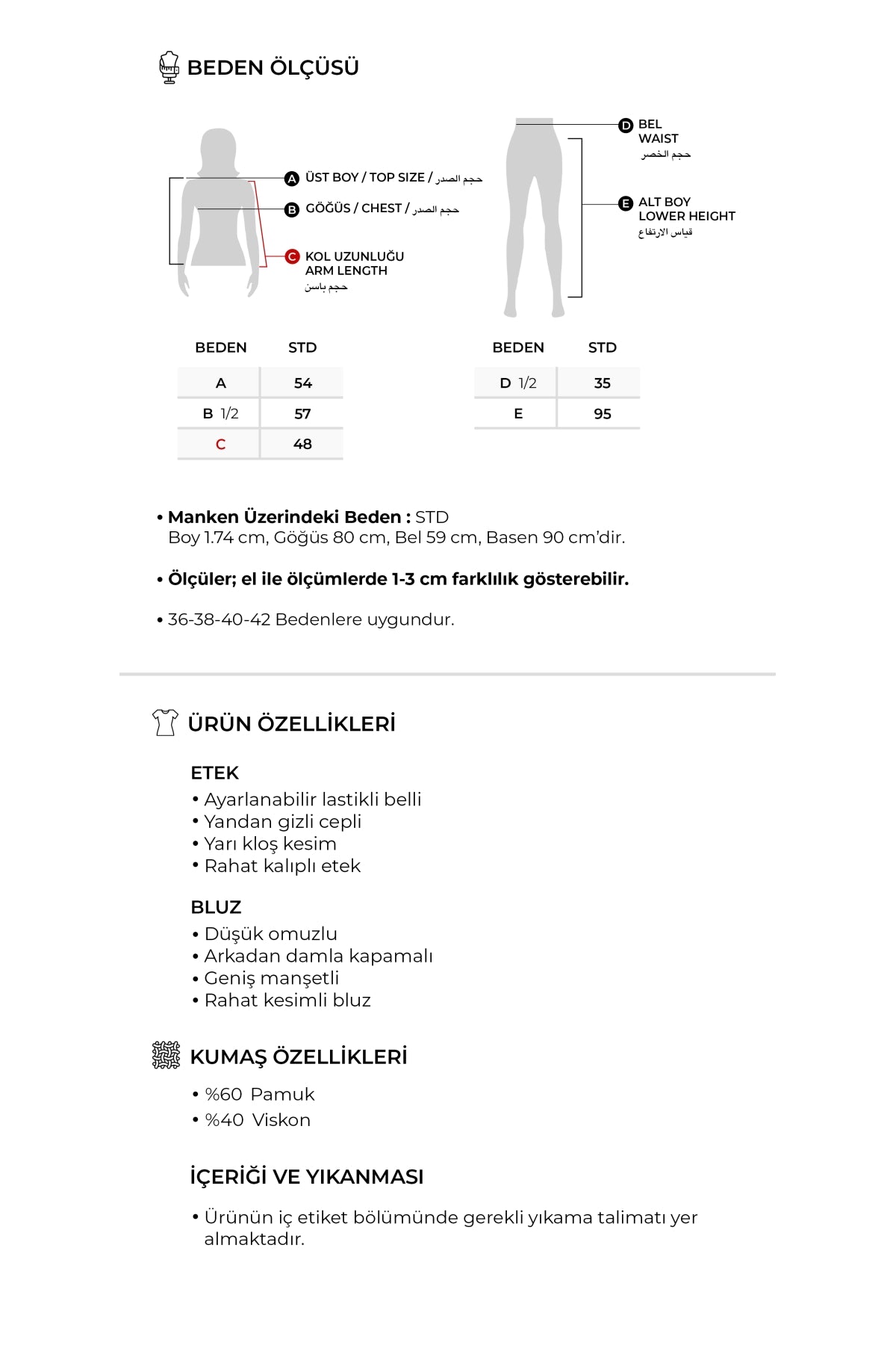 Kadın Üçlü Set Şal Bluz Etek Haki