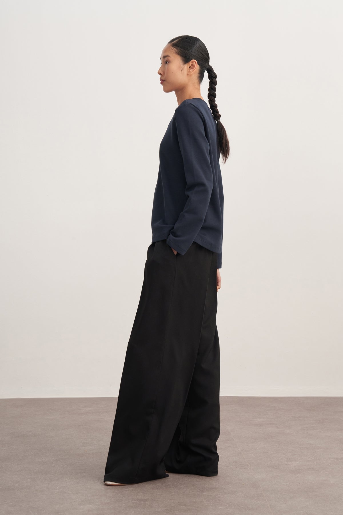 Kadın İnterlok Uzun Kollu Body Lacivert