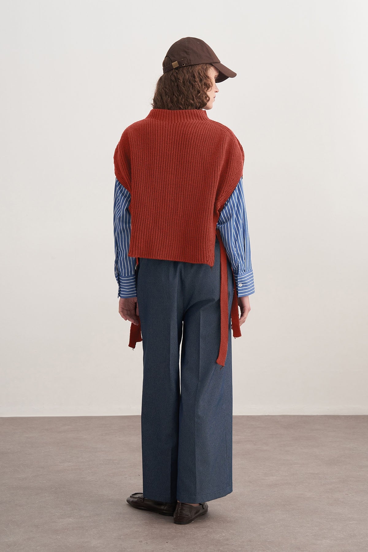 Kadın Bağlama Detaylı Triko Süveter Kiremit