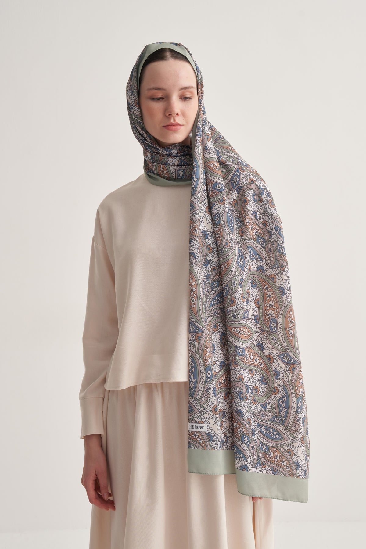 Kadın İpeksi Day Lily Desen Şal Çağla Yeşili