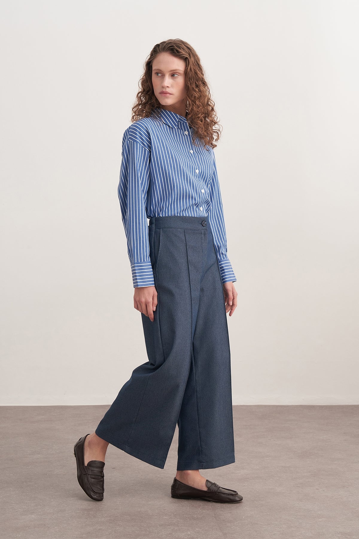 Kadın Gabardin Culotte Pantolon Kot Mavisi