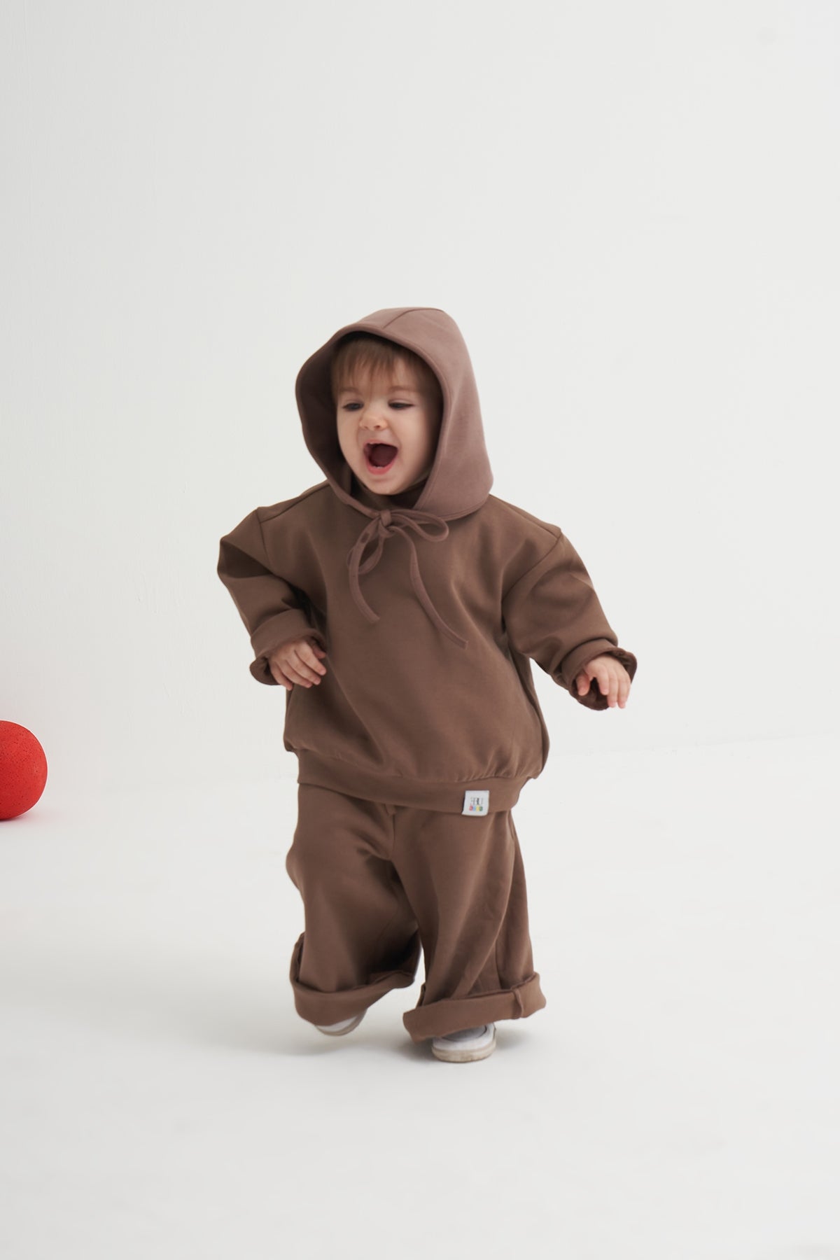 Kız Çocuk İnterlok Rahat Kesim ikili Takım Kahve