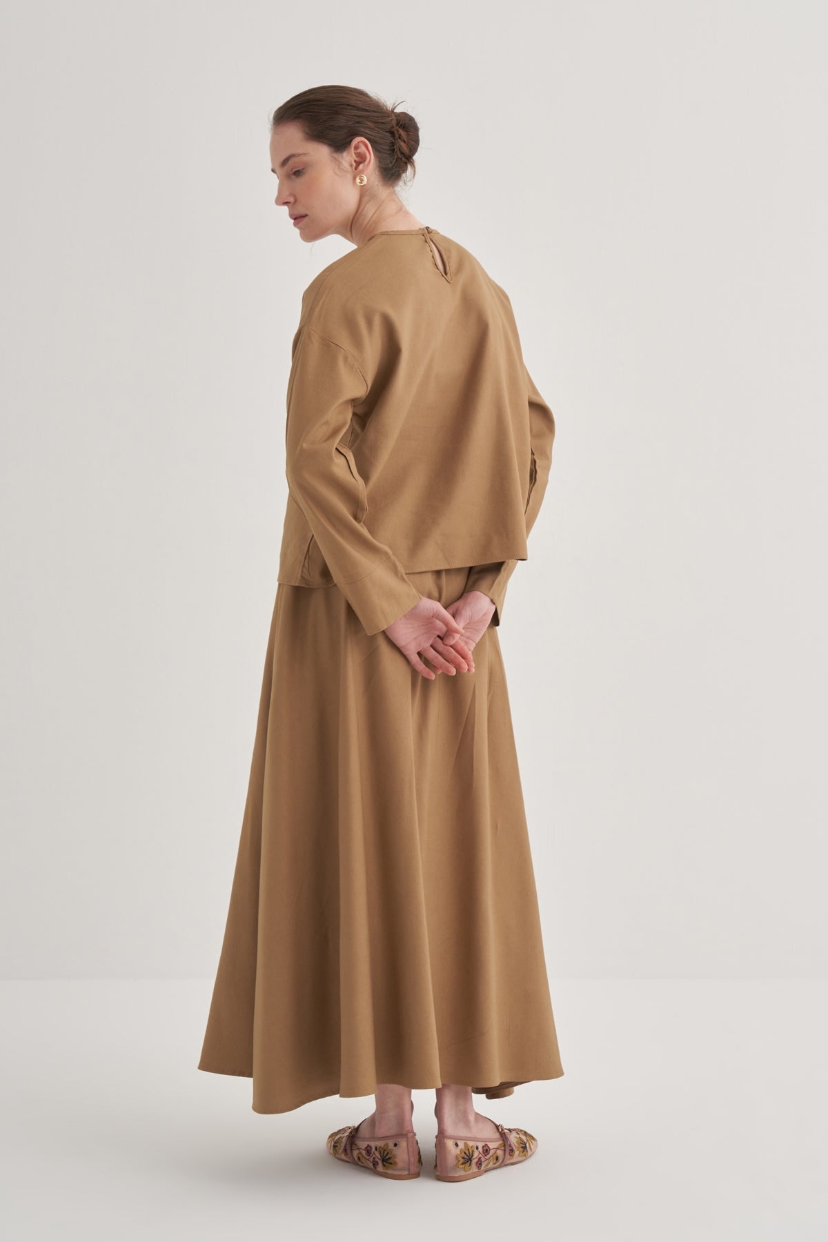 Kadın Etek Bluz Takım Camel