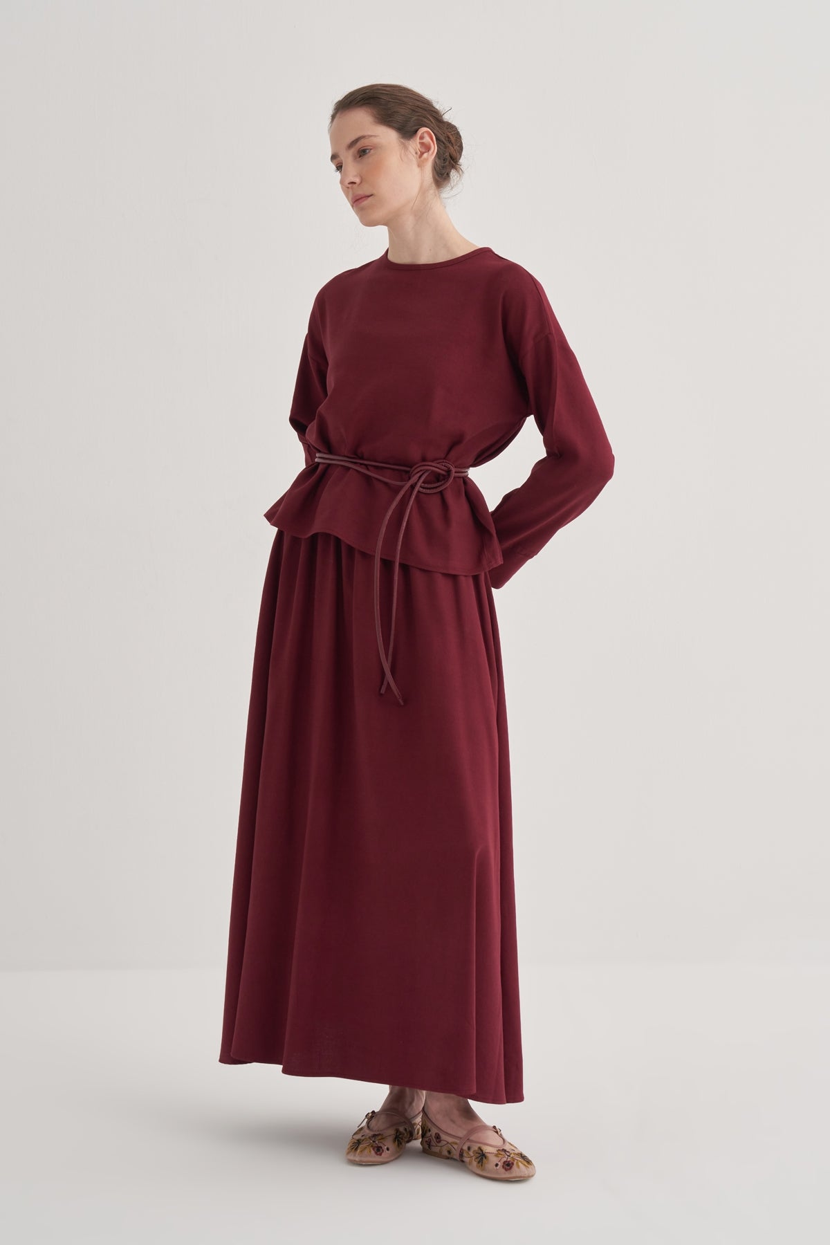 Kadın Etek Bluz Takım Bordo