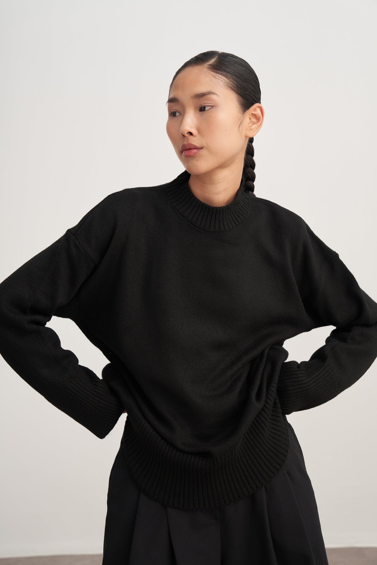 Kadın Basic Triko Kazak Siyah