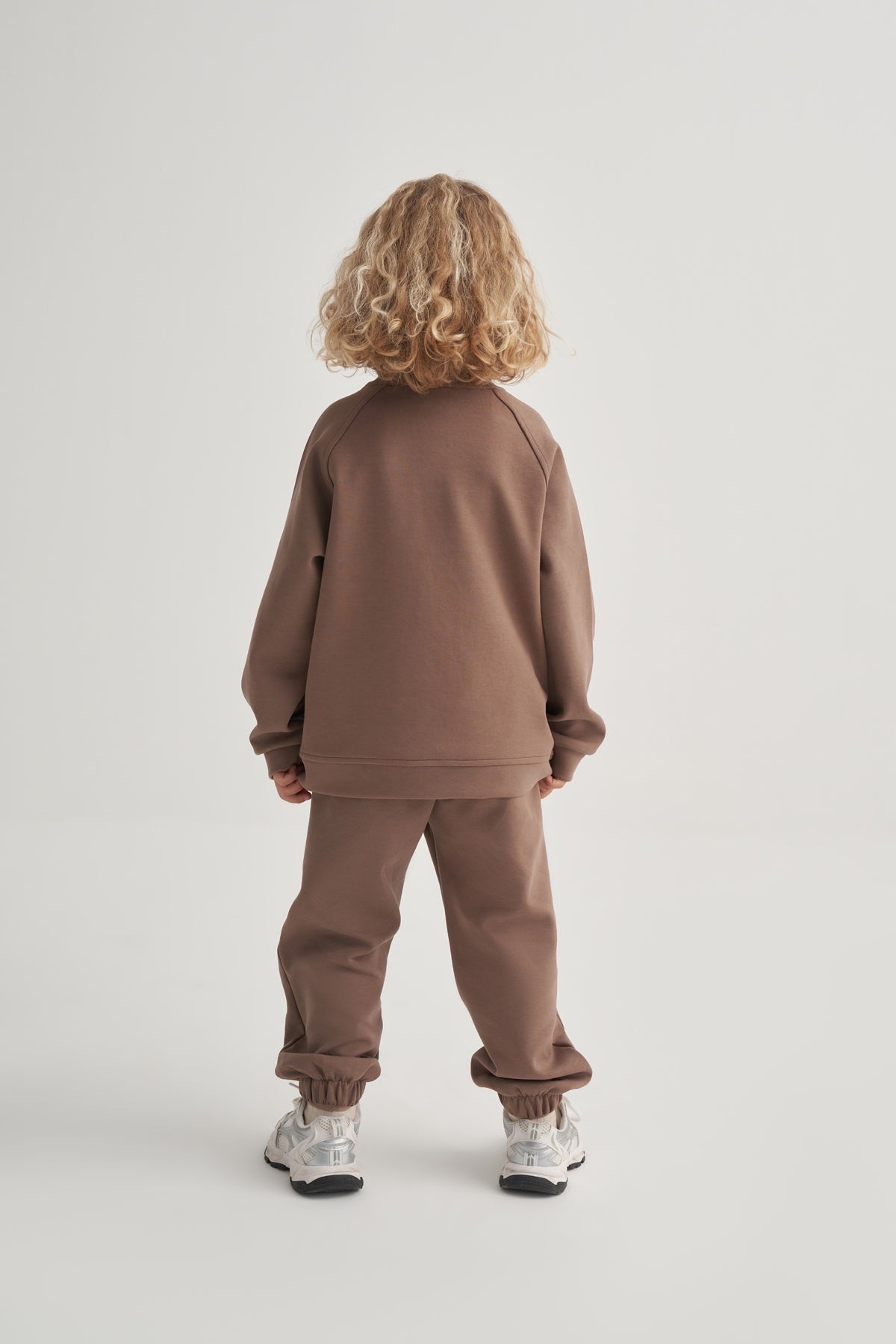 Unisex Çocuk İnterlok Dikiş Detaylı İkili Takım Kahve