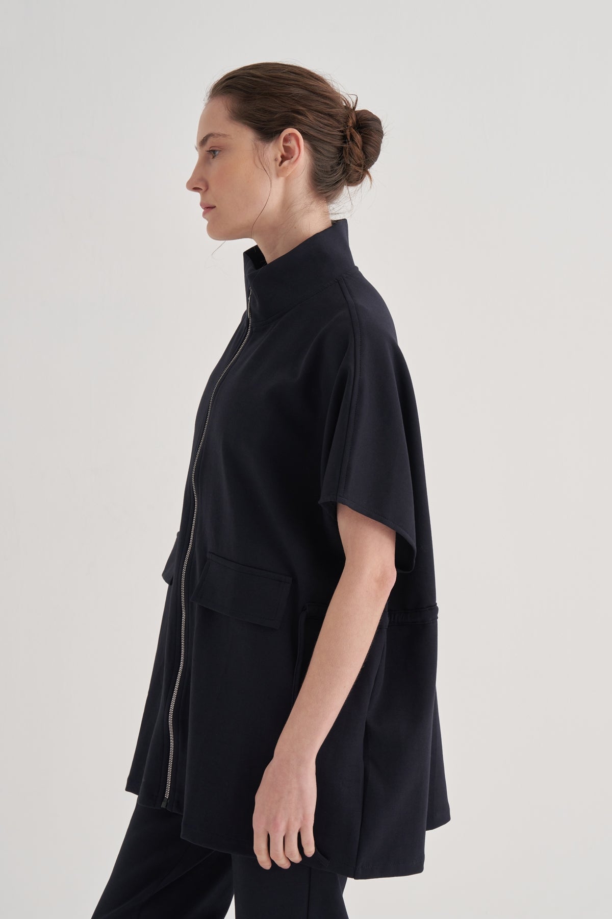 Kadın İnterlok Oversize Yelek Lacivert