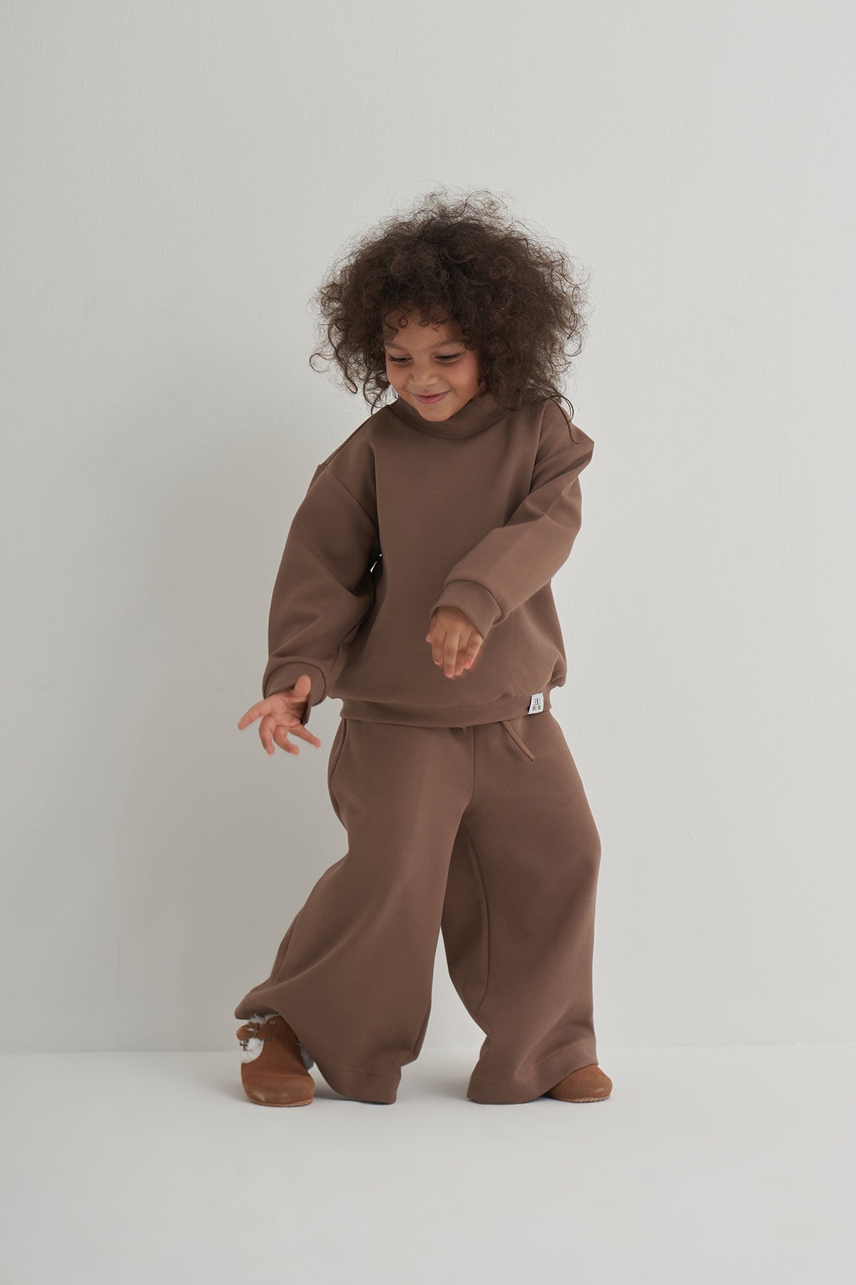 Kız Çocuk İnterlok Rahat Kesim ikili Takım Kahve