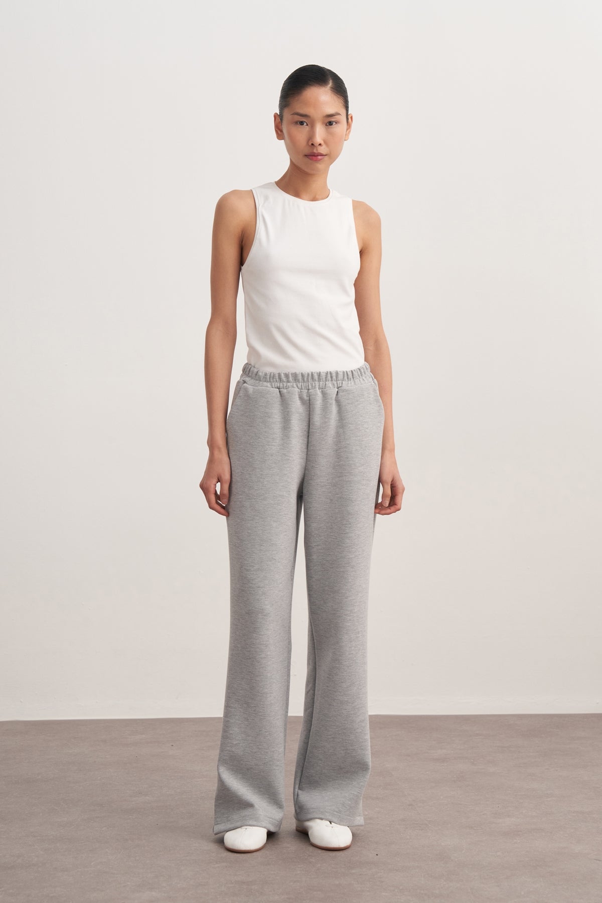 Kadın İnterlok Oversize Spor Ceket Takım Gri Melanj