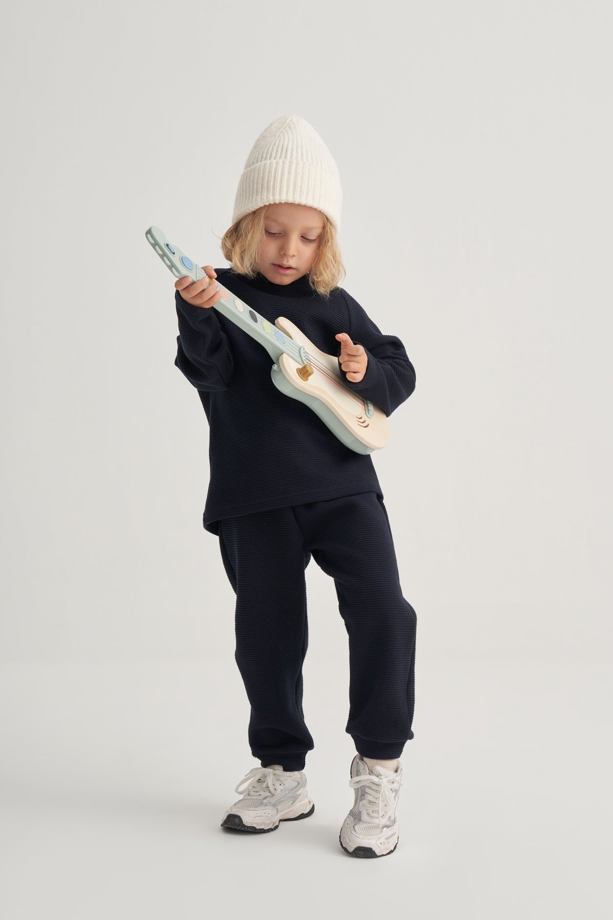 Unisex Çocuk Waffle Takım Lacivert