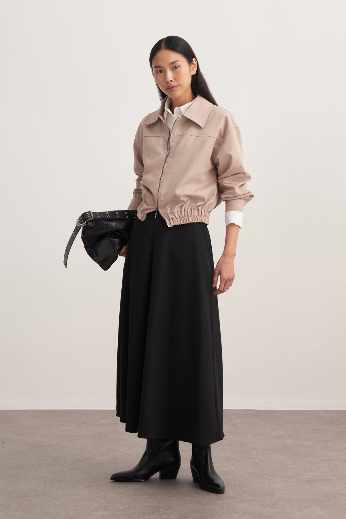 Kadın Gabardin Pilikaşe Etek Siyah