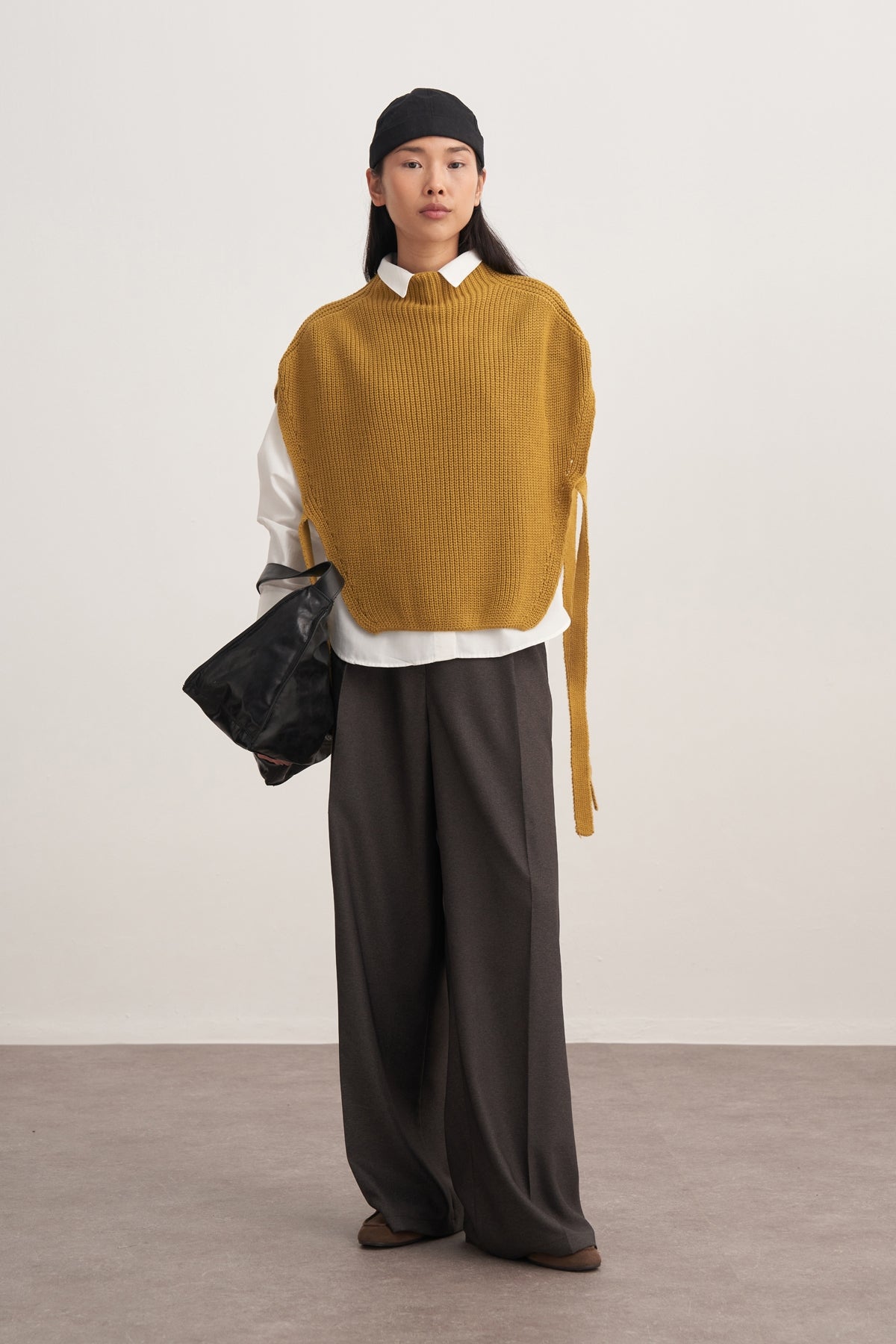 Kadın Bağlama Detaylı Triko Süveter Yağ Yeşili