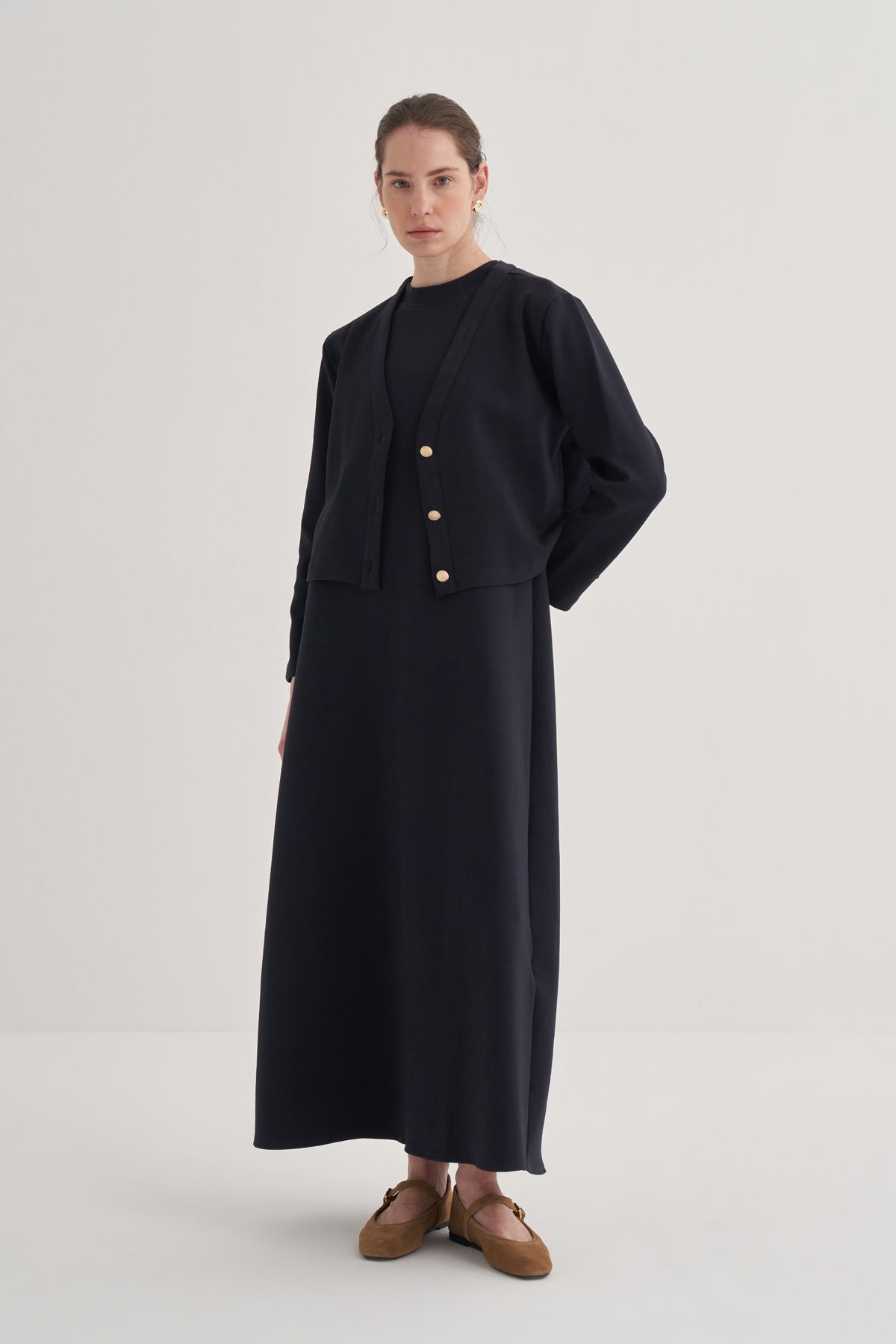 Kadın İnterlok Sıfır Kol Elbise Lacivert