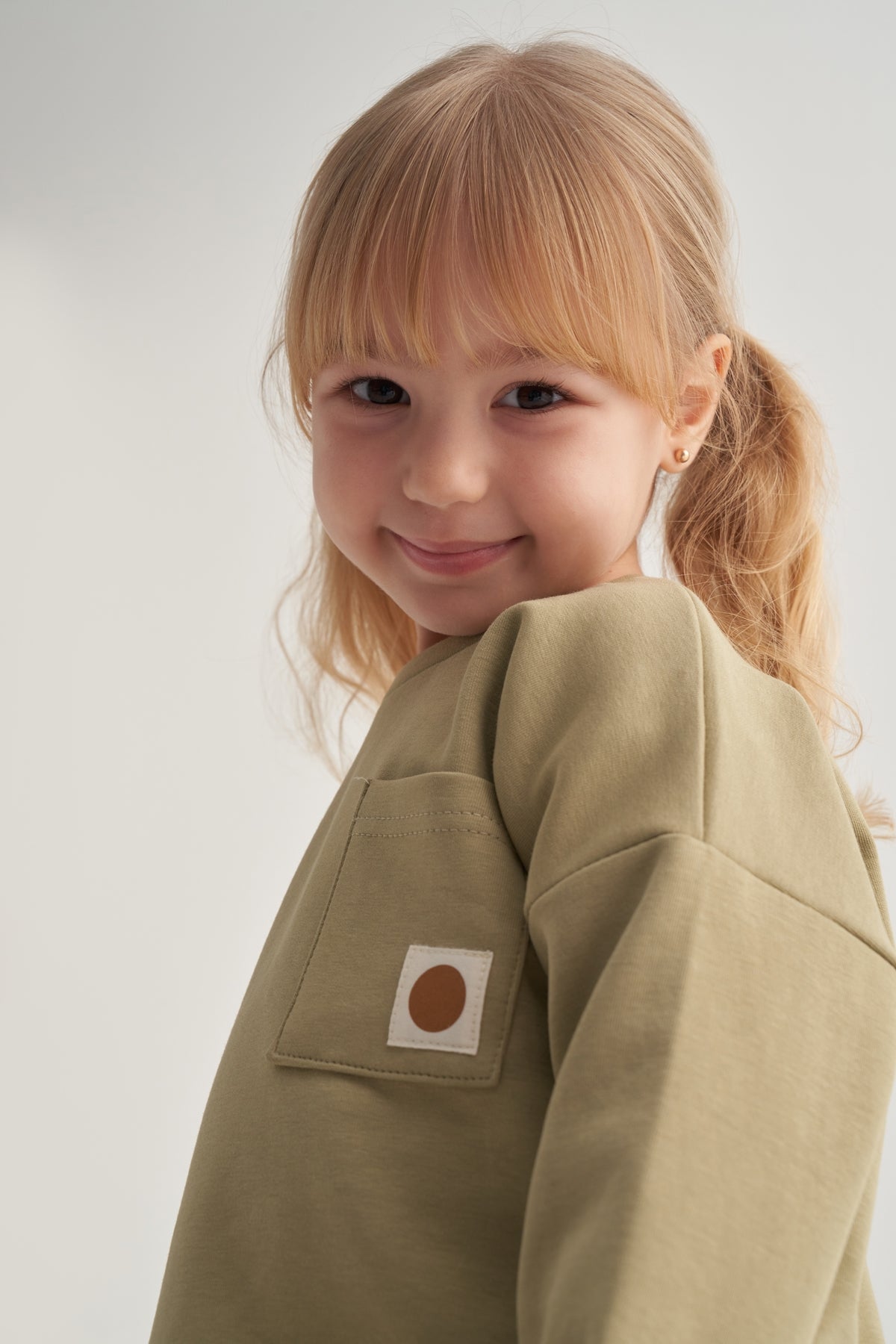 Unisex Çocuk İnterlok Cepli Sweat Yeşil