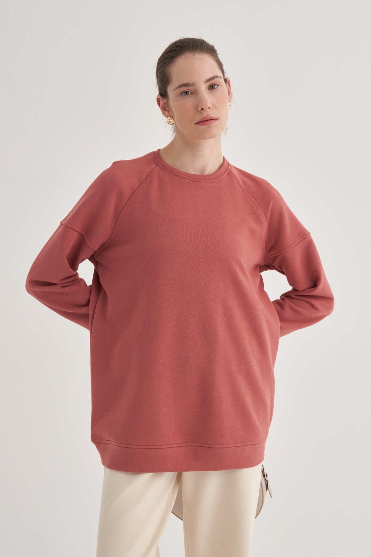 Kadın Oversize Sweat Mercan