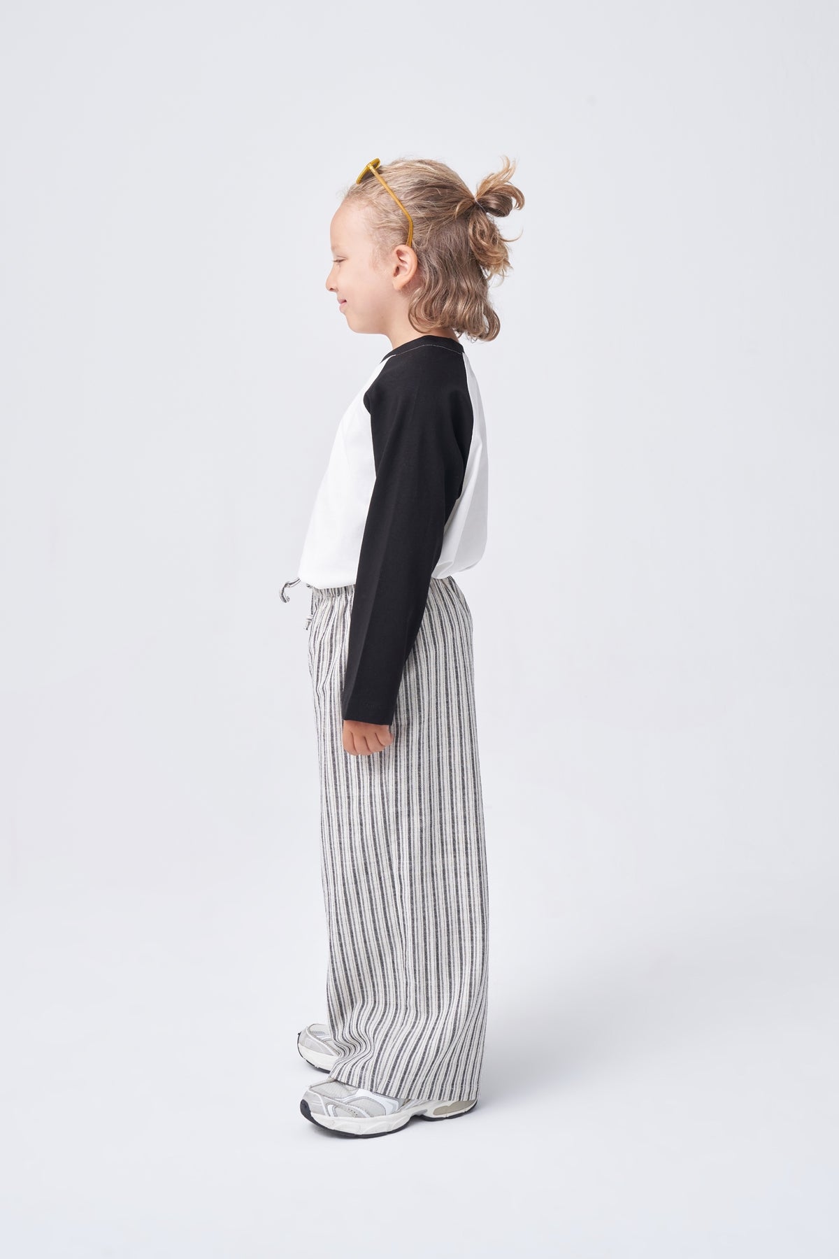 Unisex Çocuk Çizgili Pantolonlu Takım Siyah