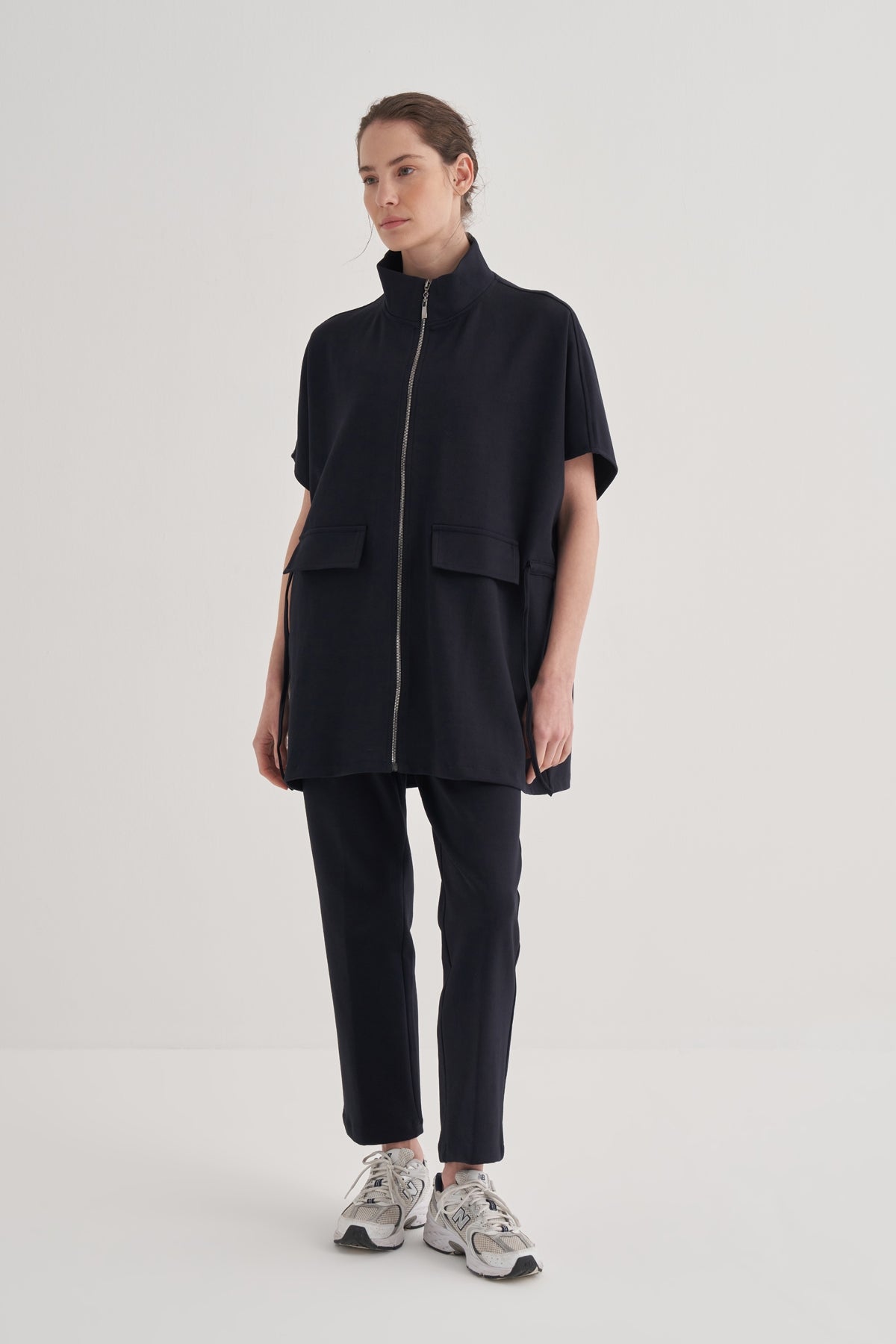 Kadın İnterlok Oversize Yelek Lacivert