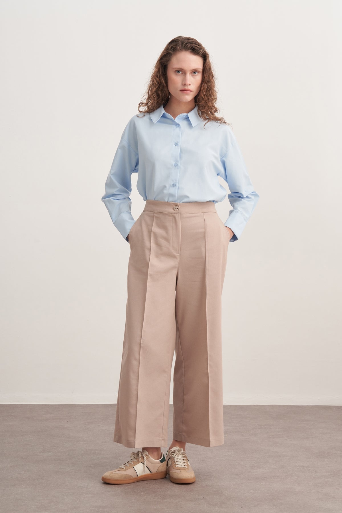 Kadın Gabardin Culotte Pantolon Bej