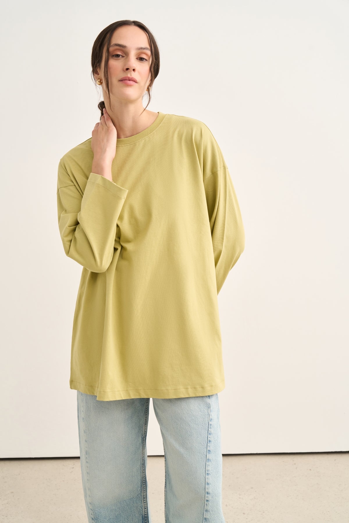 Kadın Basic Uzun Kollu Sweat Çağla Yeşili