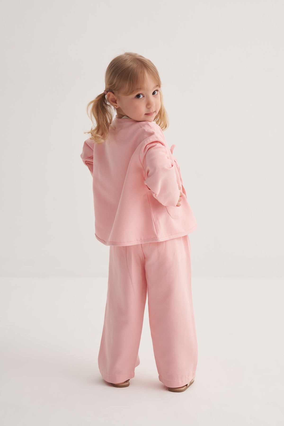 Unisex Çocuk Cupra Dökümlü Pamuklu Beli Lastikli Pantolon Pembe