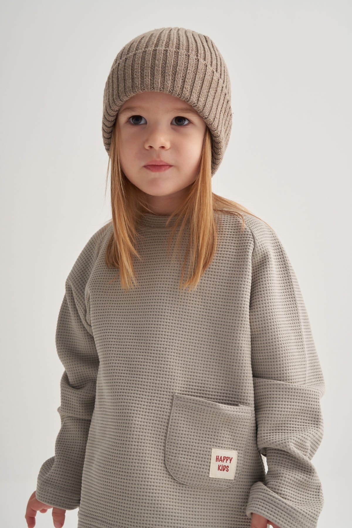 Unisex Çocuk Waffle Takım Gri